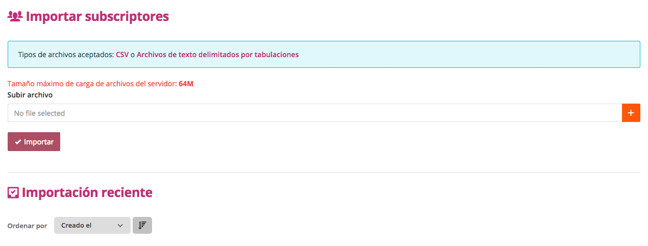 importar suscriptores importar suscriptores